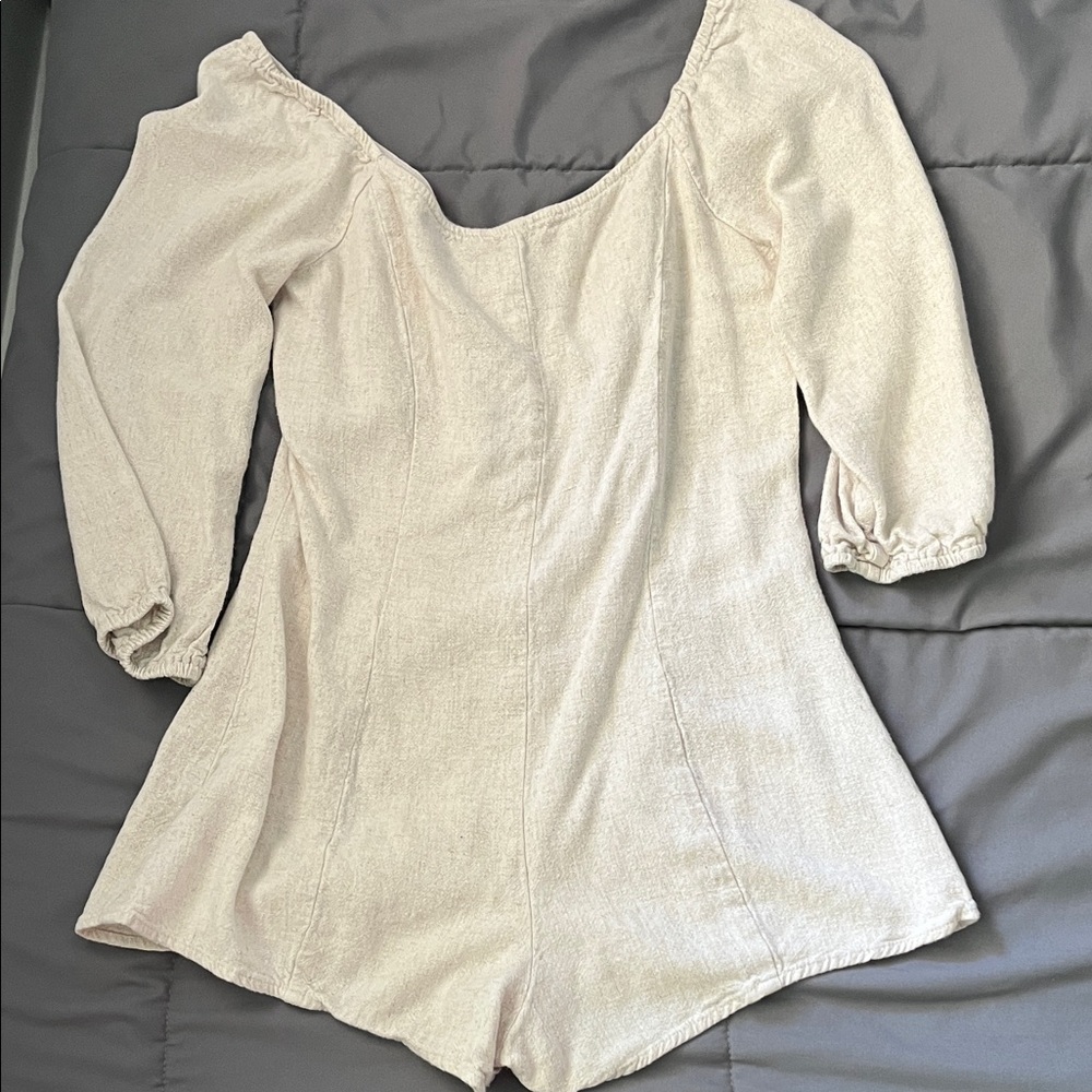 Cream Button-Up Romper - Picture 3 of 3